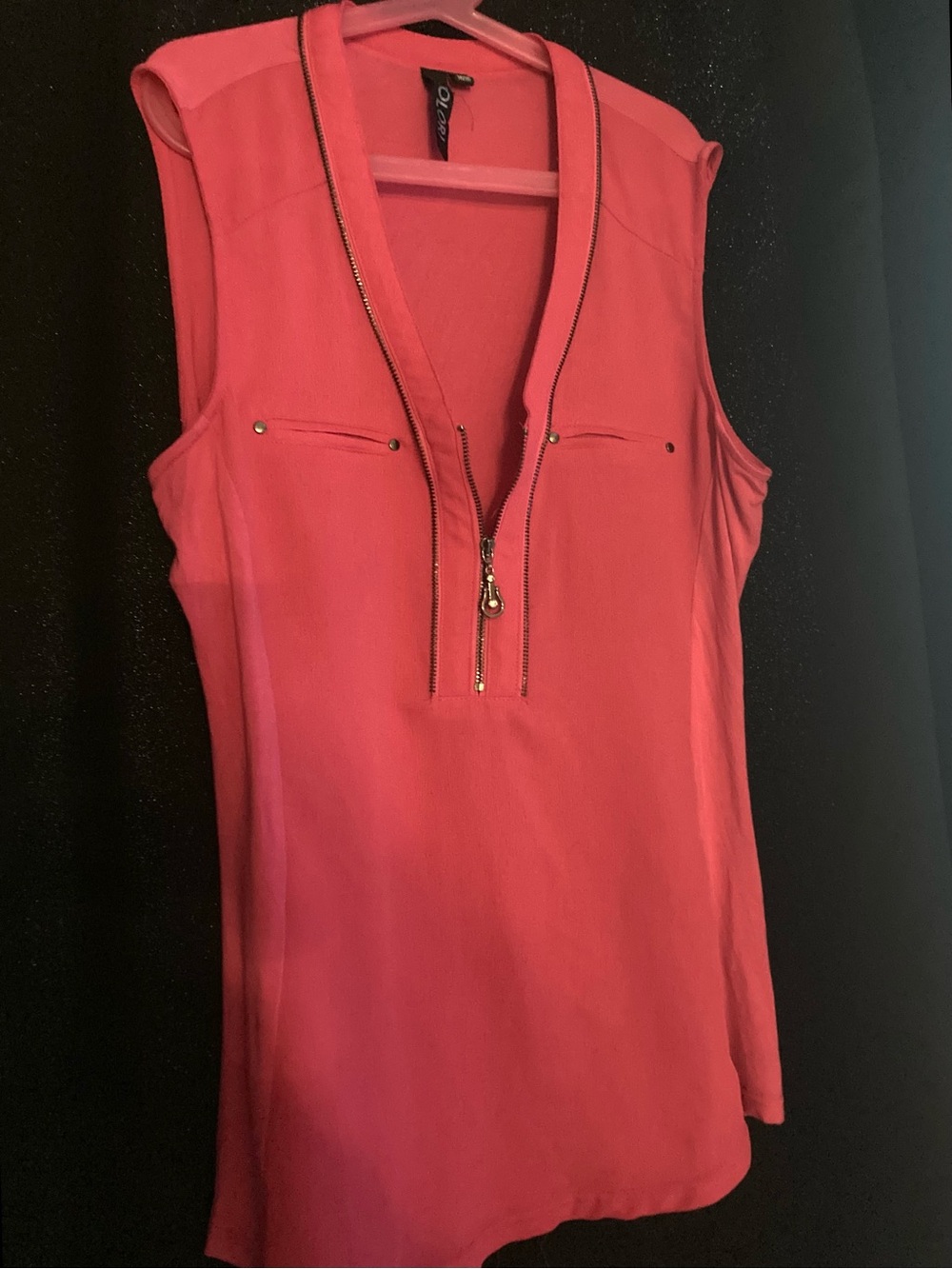 Colori Pink Sleeveless Zip-Front Women’s Top